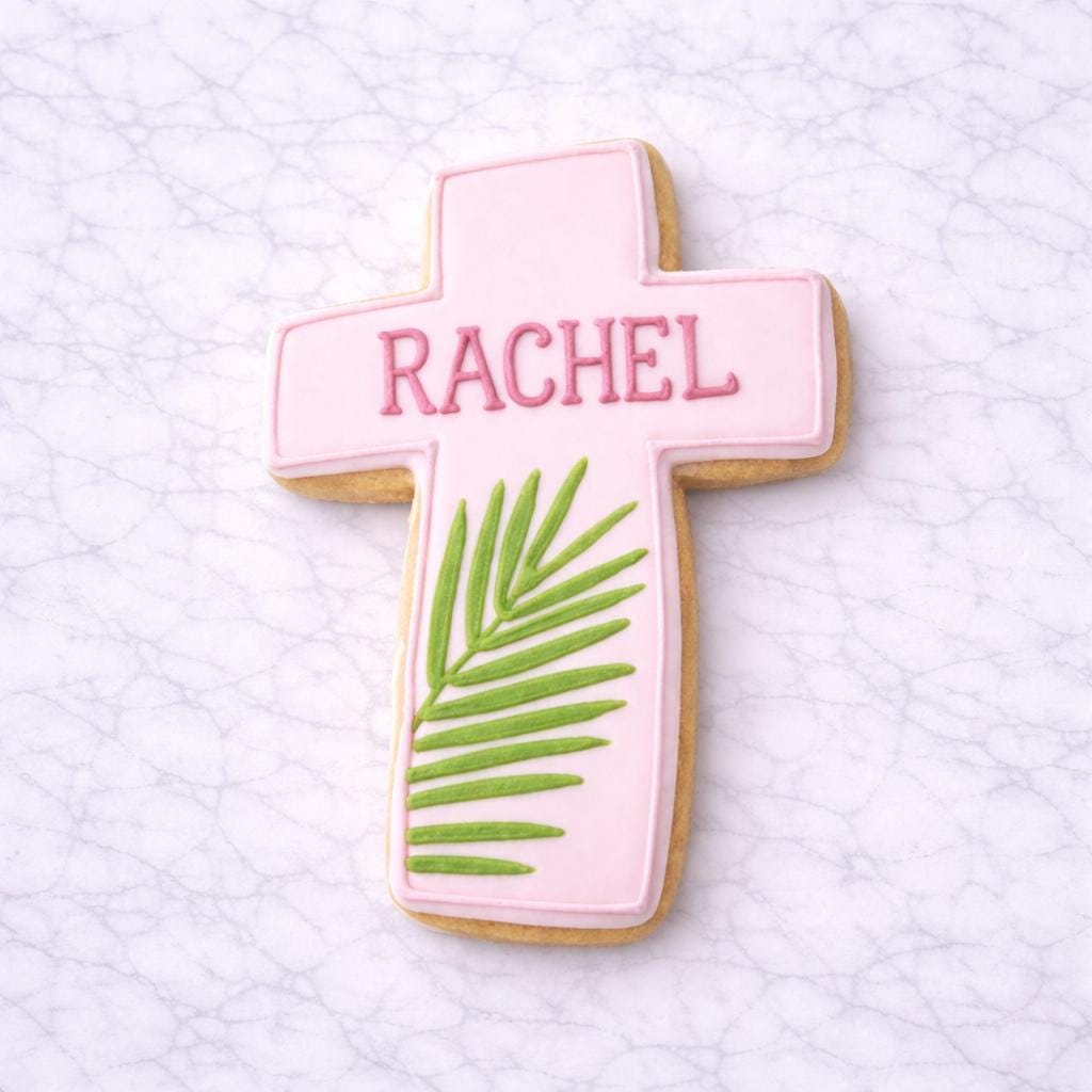 Personalized_Palm Sunday_Cross Cookie Cutter | Christian Easter Cookie Cutter | Cross with Palm Leaf | Religious Cookie Cutter & Stamp