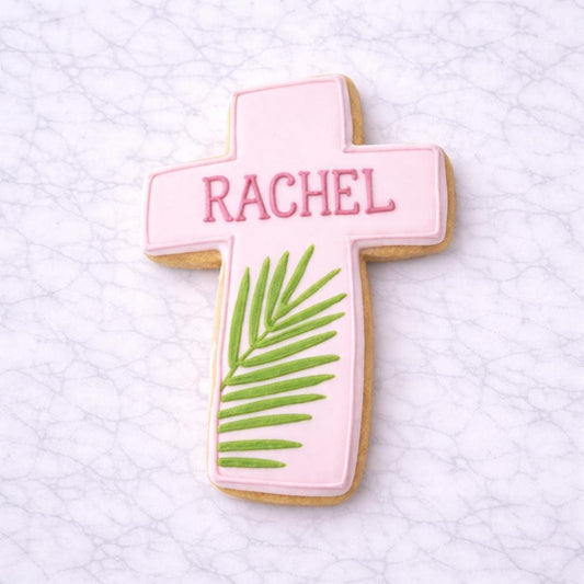 Personalized_Palm Sunday_Cross Cookie Cutter | Christian Easter Cookie Cutter | Cross with Palm Leaf | Religious Cookie Cutter & Stamp