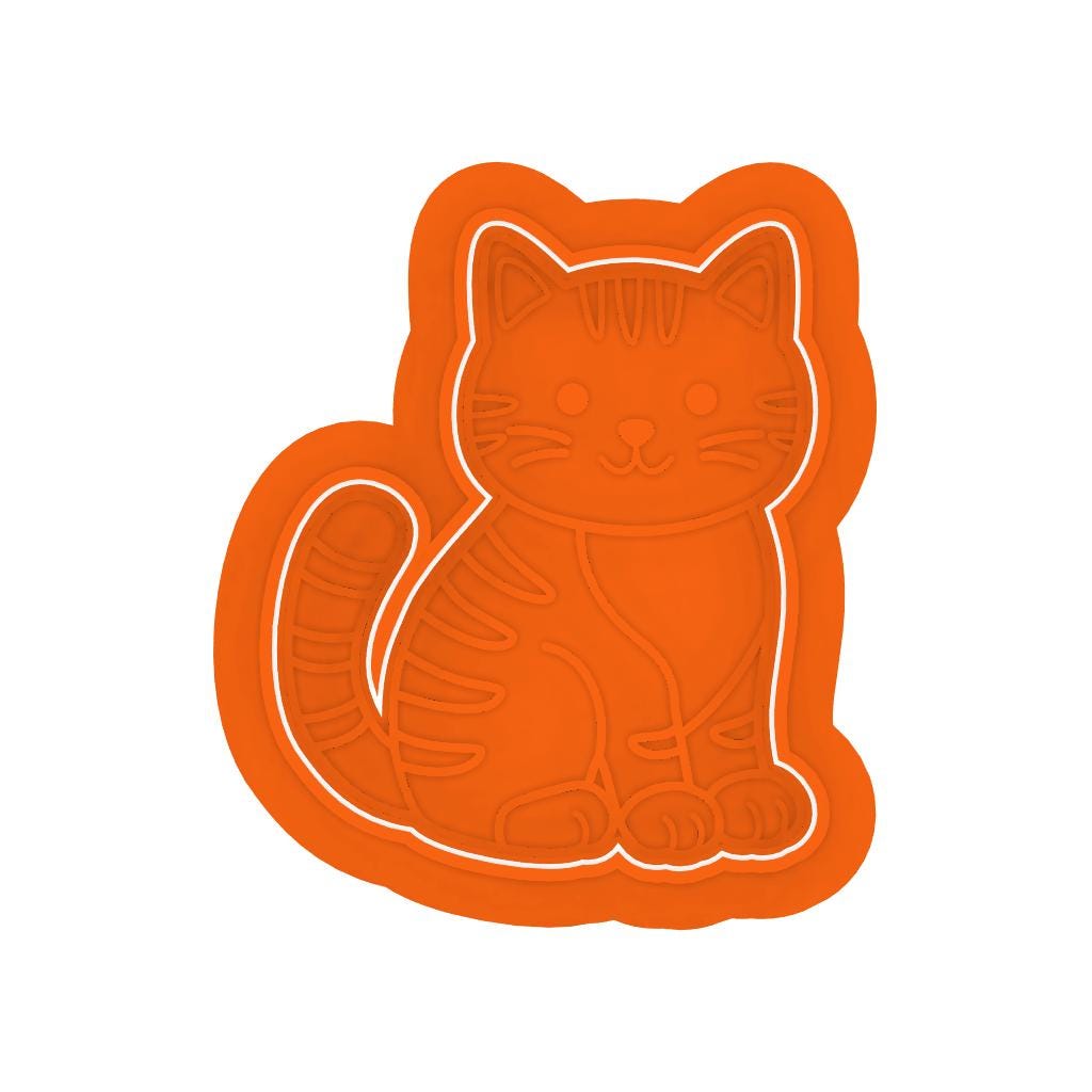STL Cat_Body -  Cutter and Stamp with knobs - Digital Cookie Cutter STL File – 2", 3", and 4" Sizes Included