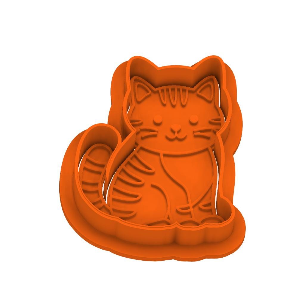 STL Cat_Body -  Cutter and Stamp with knobs - Digital Cookie Cutter STL File – 2", 3", and 4" Sizes Included