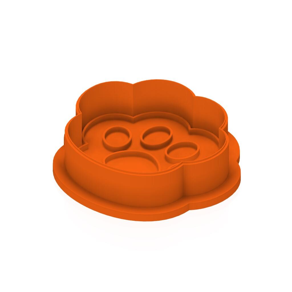 STL Cat_Paw - Cutter with Stamp and Knobs - Digital Cookie Cutter STL File – 2", 3", and 4" Sizes Included
