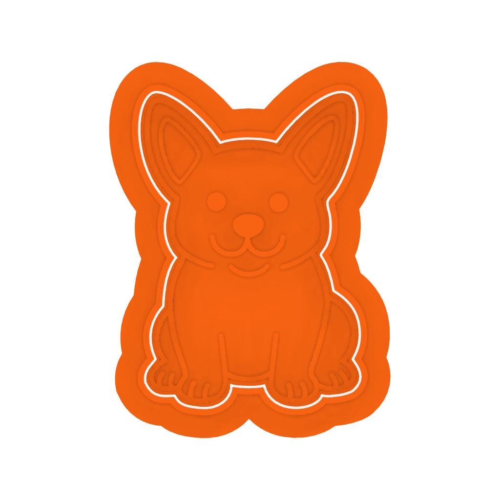 STL Corgi -  Cutter with Stamp and knob - Digital Cookie Cutter STL File – 2", 3", and 4" Sizes Included