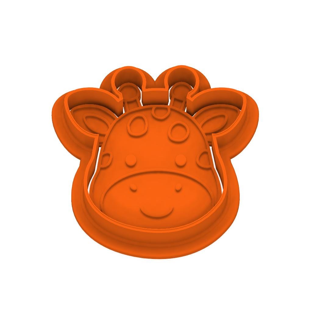 STL Giraffe_Head - Cutter with Stamp and Knob - Digital Cookie Cutter STL File – 2", 3", and 4" Sizes Included