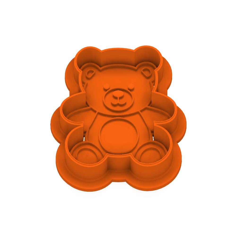 STL_Baby Teddy_Bear - Cutter with Stamp and Knobs - Digital Cookie Cutter STL File – 2", 3", and 4" Sizes Included