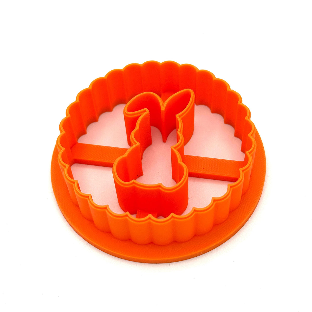 Linzer Bunny Cookie Cutter - 2-Piece, Round Scalloped - Perfect Easter Linzer Cookies