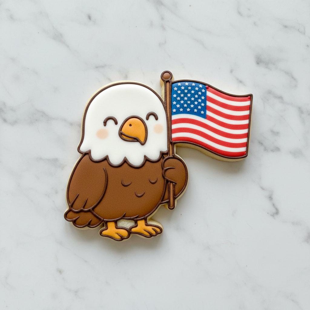 Patriotic Eagle Cookie Cutter with Flag | 4th of July Cookie Cutter | American Eagle Cutter | Independence Day Royal Icing Cookie Cutter