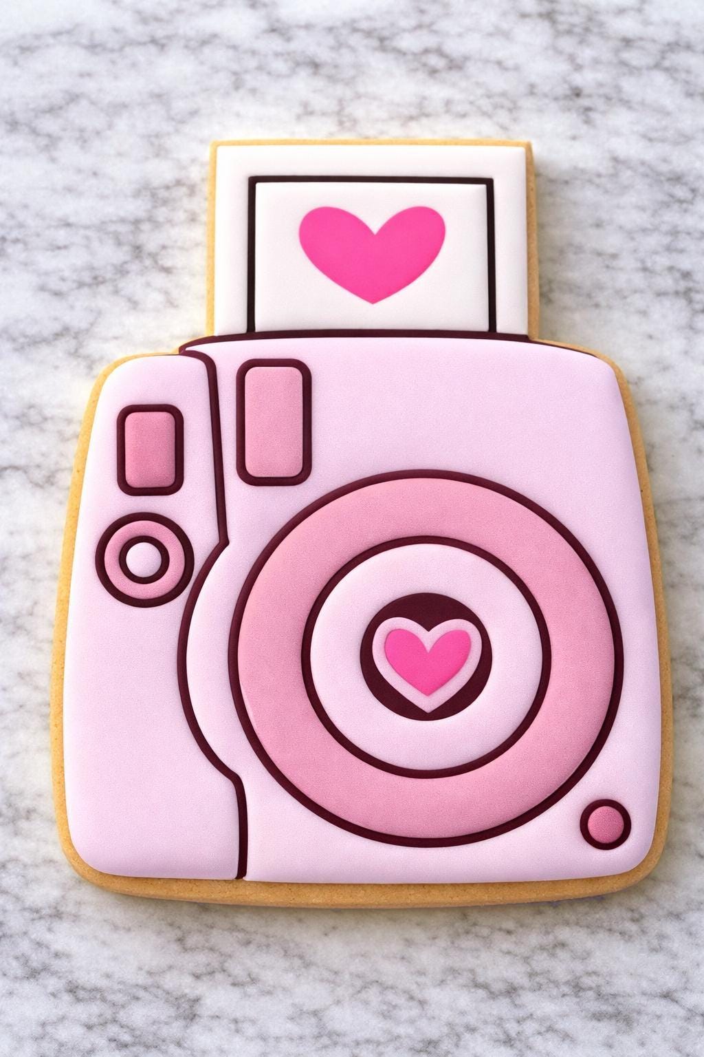 Pink Instant Camera Cookie Cutter | Valentine Camera Cookie Cutter with Stamp Option