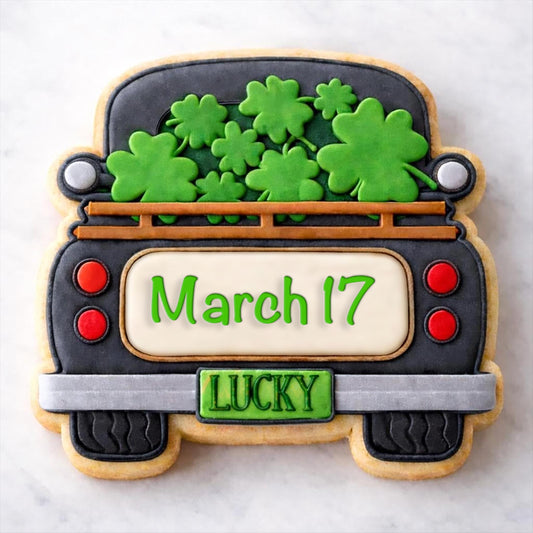 Lucky Truck Cookie Cutter | St. Patrick’s Day Pickup with Shamrocks | March 17 Cookie Cutter