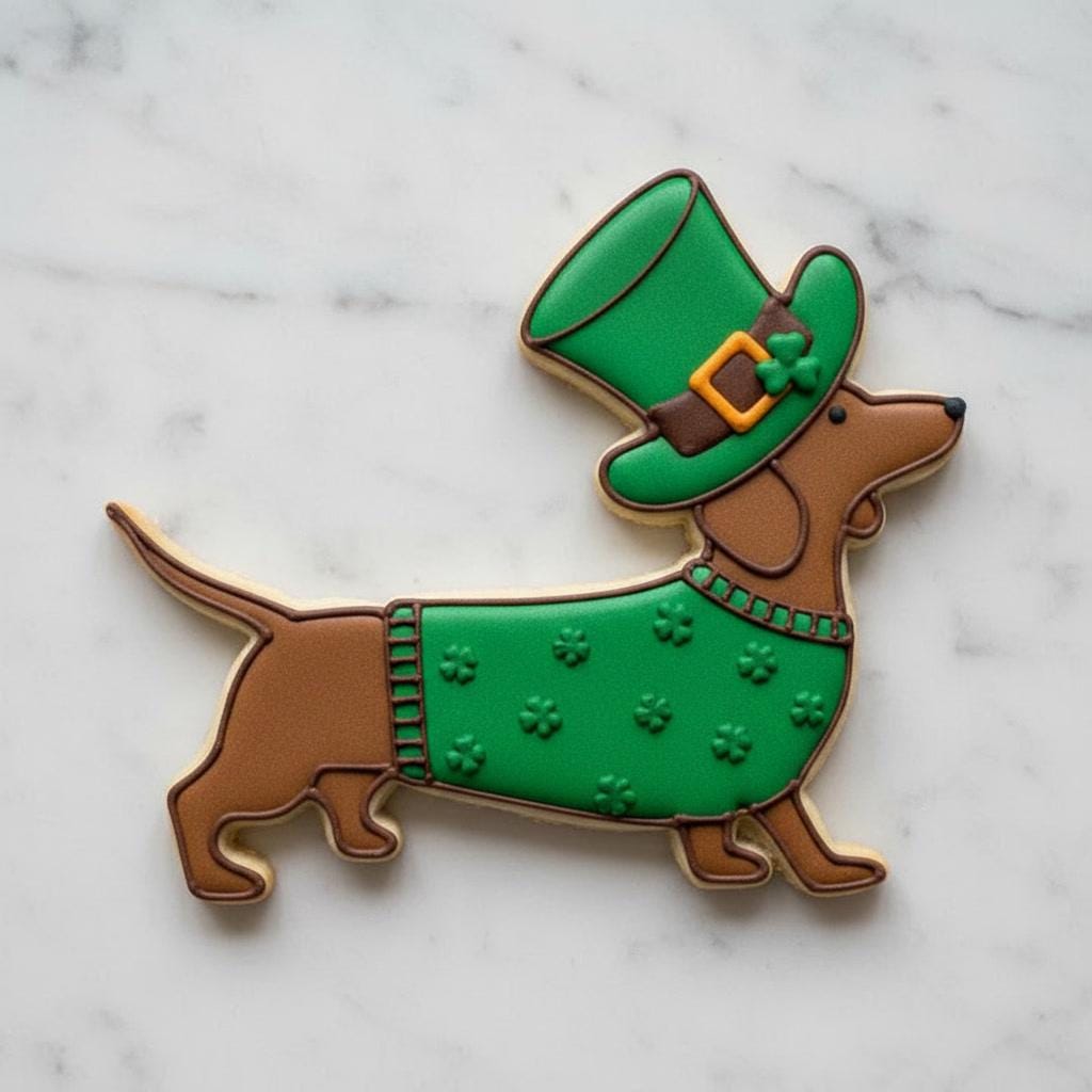 Leprechaun Dachshund Cookie Cutter | St Patrick’s Day Wiener Dog Cookie Cutter | Irish Dog Cookie Cutter | Shamrock Dachshund Cutter