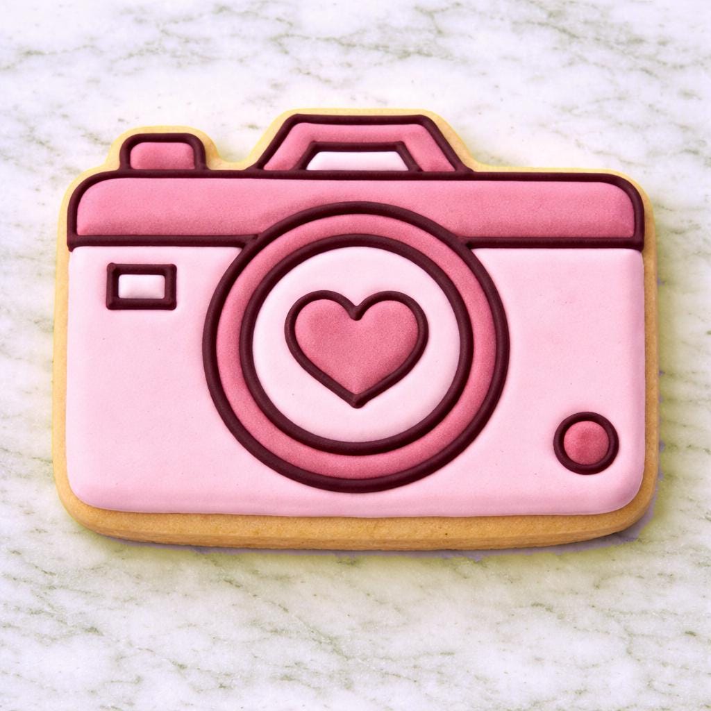 Camera Cookie Cutter with Heart | Valentine Camera Cookie Cutter with Stamp Option