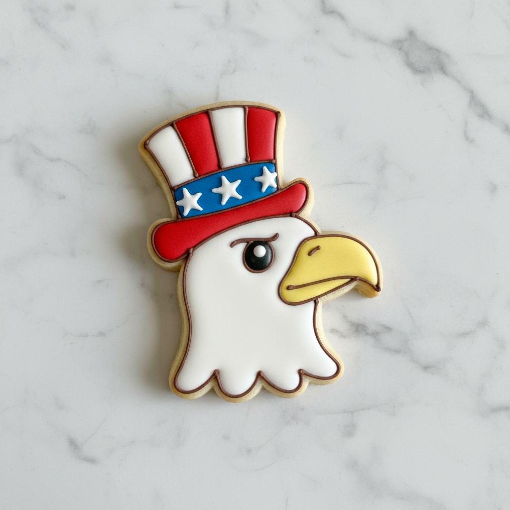 Proud Eagle Cookie Cutter with Uncle Sam Hat | 4th of July Eagle Cookie Cutter with Stamp Option | American Flag Hat Cookie Cutter