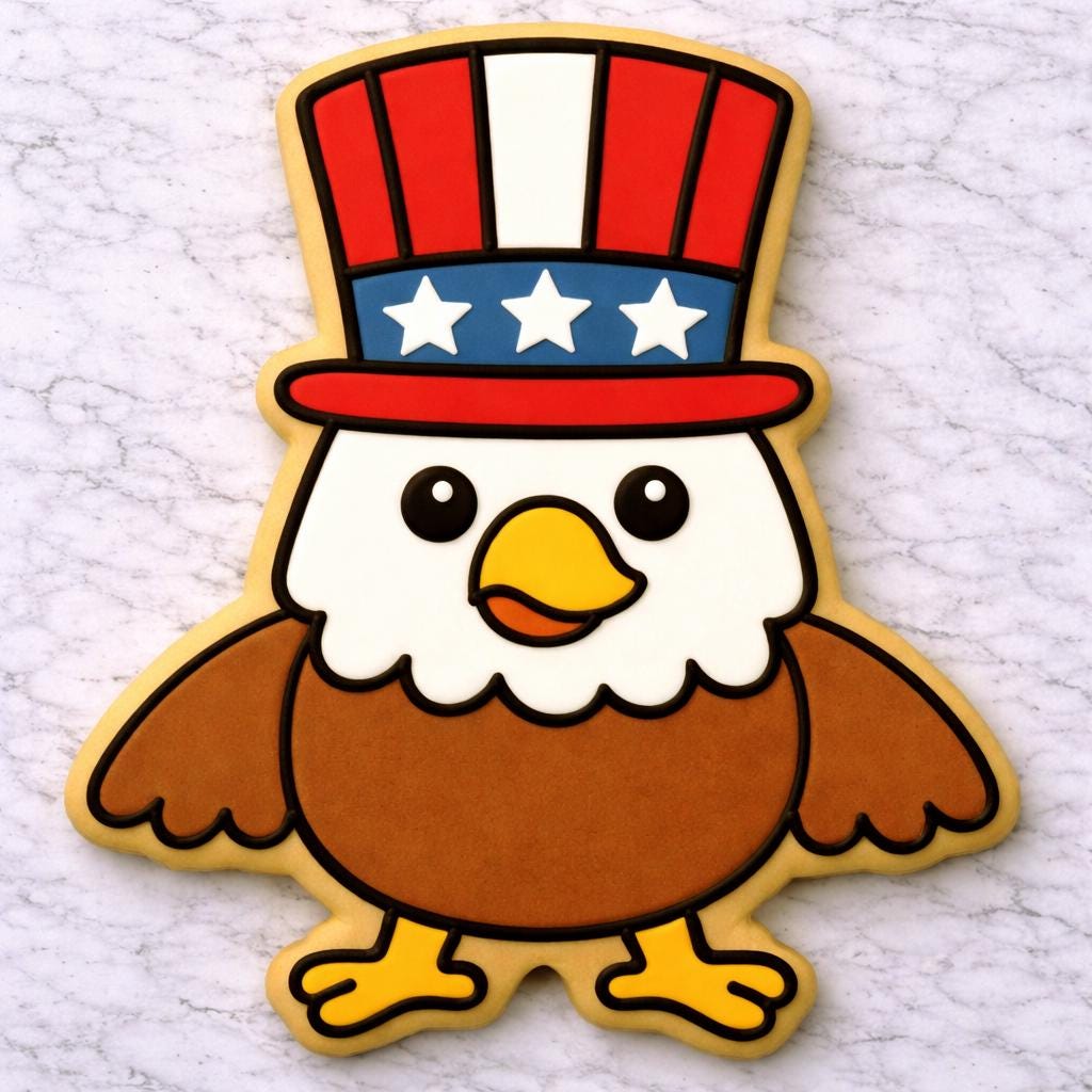 Top_Hat Eagle Cookie Cutter | 4th of July Eagle Cookie Cutter with Stamp and Stencil Option | Cute American Eagle Cookie Cutter
