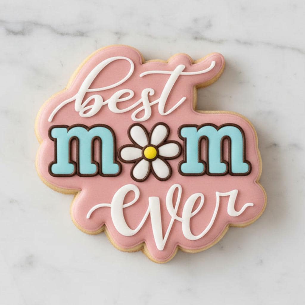 Best Mom_Ever Cookie Cutter | Mother’s Day Cookie Cutter | Mom Quote Cookie Cutter | Floral Daisy Cookie Cutter | Gift Cookie Cutter