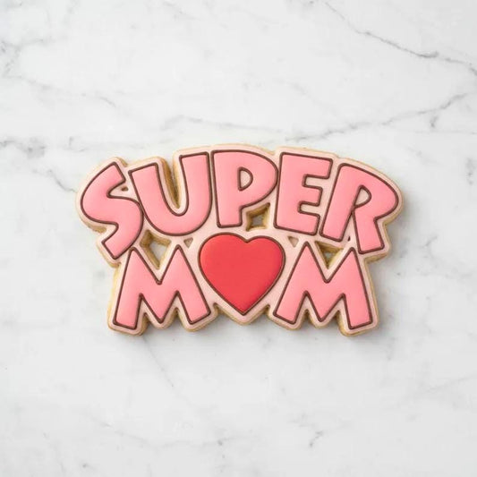 Super Mom Cookie Cutter | Mother’s Day Cookie Cutter | Super Mom Letter Cutter with Heart | Mom Cookie Cutter | Gift for Mom Baking Tool