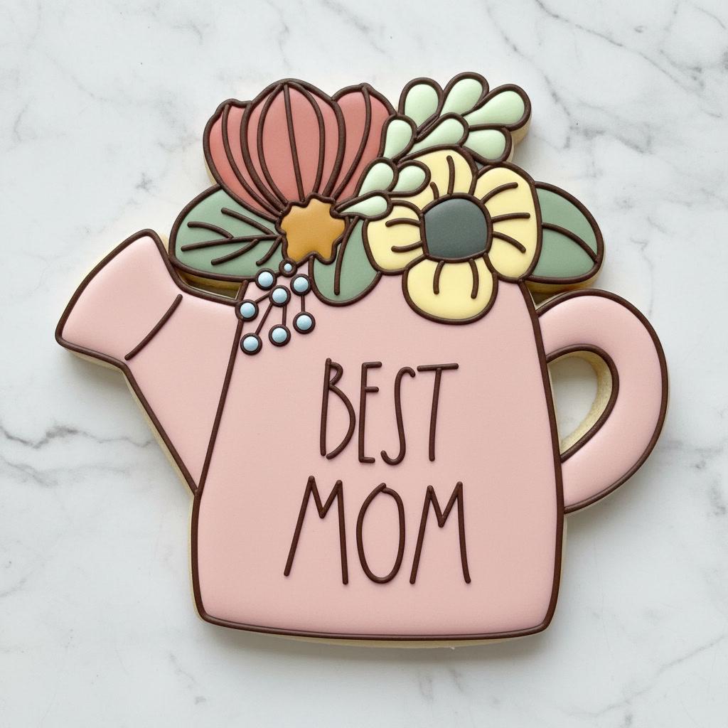 Best Mom_Floral Cookie Cutter | Mother’s Day Cookie Cutter | Floral Watering Can Cookie Cutter | Mom Gift Cookie Cutter | Spring Flower