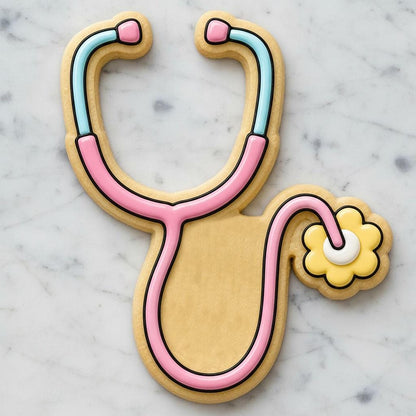 Stethoscope Cookie Cutter with Daisy | Nurse Gift Cookie Cutter | Medical Cookie Cutter | RN Graduation | Healthcare Baking Tool
