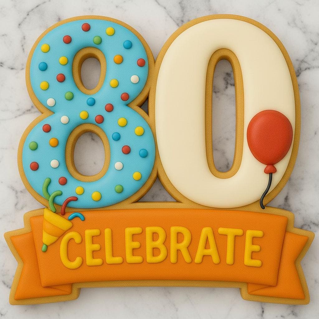 80th Celebration Cookie Cutter Shape - Cheers to 90 Years! Let's Celebrate