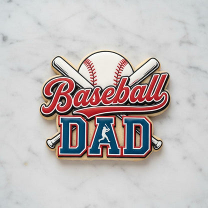 Baseball Dad Cookie Cutter | Father’s Day Baseball Cookies with Stamp & Stencil | Sports Dad Cookie Cutter for Team Parties