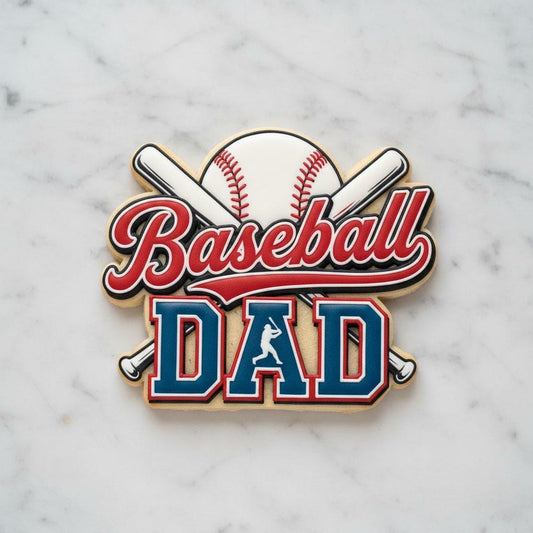Baseball Dad Cookie Cutter | Father’s Day Baseball Cookies with Stamp & Stencil | Sports Dad Cookie Cutter for Team Parties
