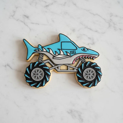 Monster Trucks_Megalodon | Monster Shark Truck Cookie Cutter | Shark Monster Truck Cookie Cutter | Monster Jam | Truck Baking Tool