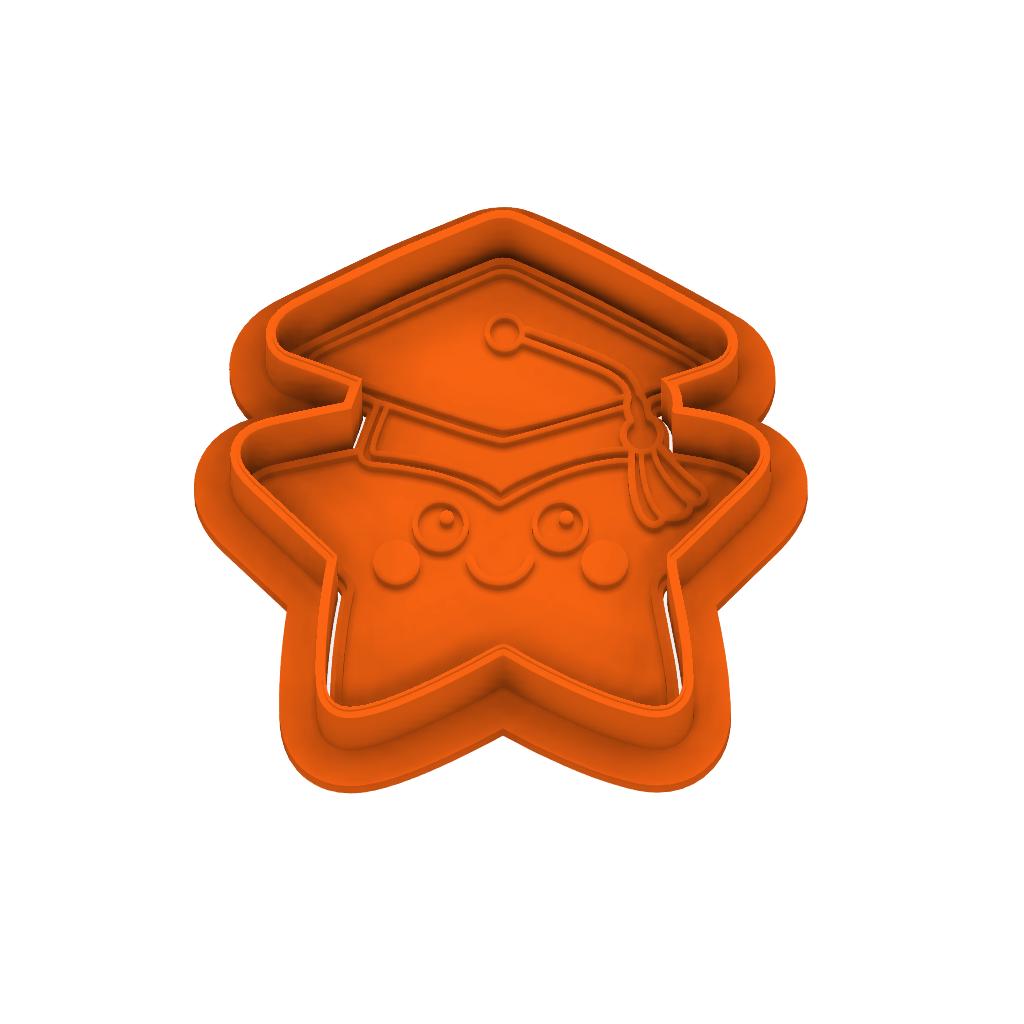 STL Graduation Star -  Cutter and Stamp with knobs - Digital Cookie Cutter STL File – 2", 3", and 4" Sizes Included