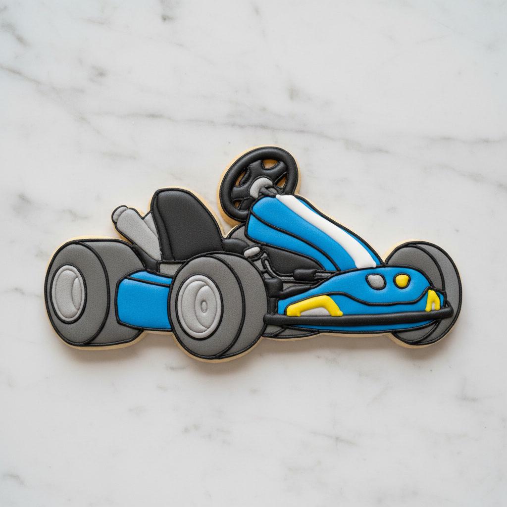 Go Kart_Racing Cookie Cutter Set with Stamp & Stencil | Race Car Birthday Cookie Cutters | Racing Party Cookie Decor