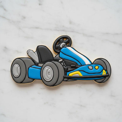 Go Kart_Racing Cookie Cutter Set with Stamp & Stencil | Race Car Birthday Cookie Cutters | Racing Party Cookie Decor
