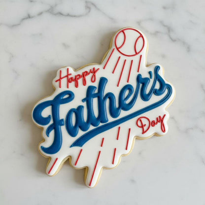 Fathers Day Baseball Cookie Cutter with Stamp & Stencil | Happy Fathers Day | Baseball Dad Cookie Cutter | Sports Royal Icing Cookie Decor