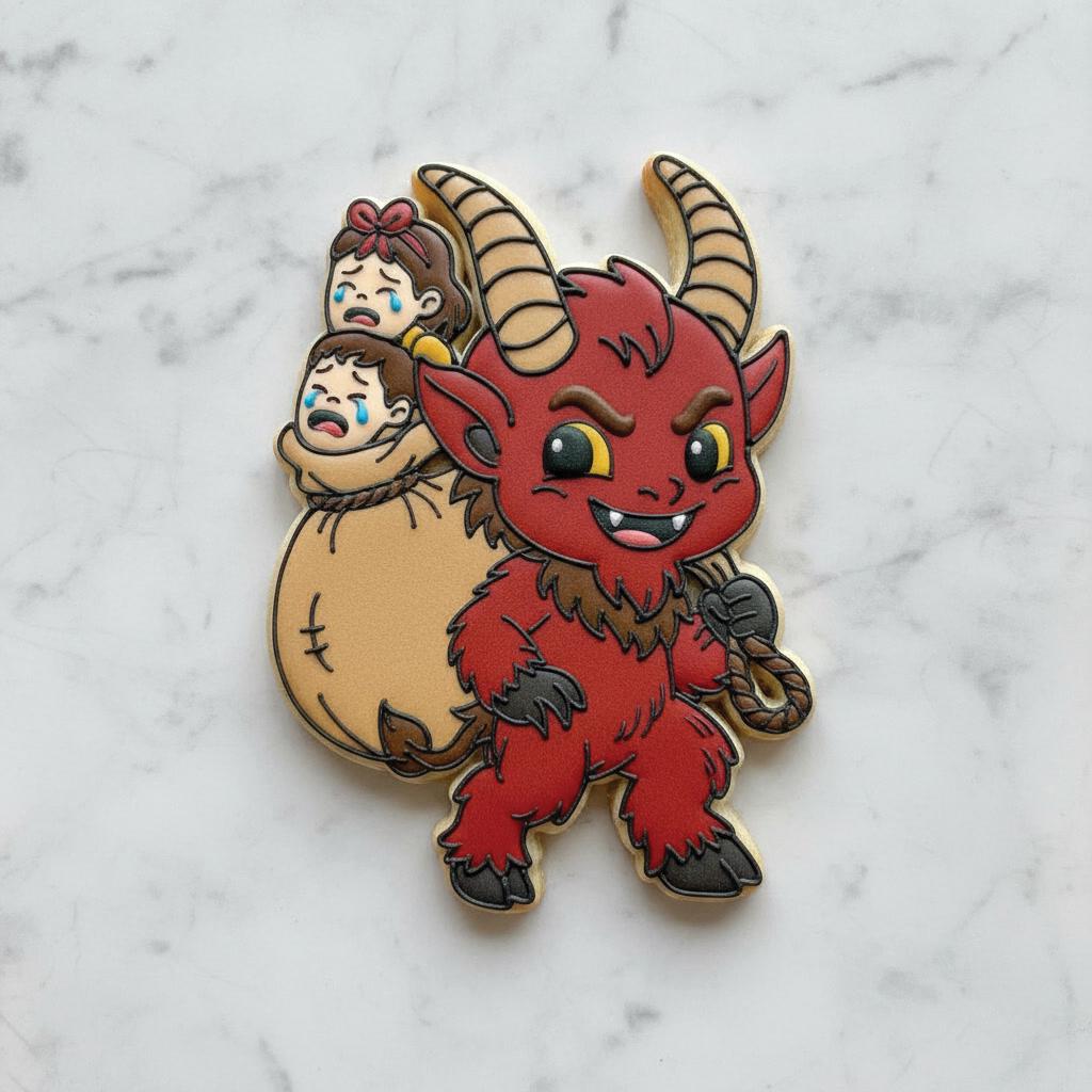 Cute Krampus Cookie Cutter & Stencil Set | Christmas Party Cookie | Holiday Character Sugar Cookies | Winter Cookie | Krampusnacht