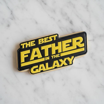 Best_Father In_Galaxy Cookie Cutter | Father’s Day Space Cookie Cutter with Stamp & Stencil | Sci-Fi Dad Cookies | Happy Fathers Day