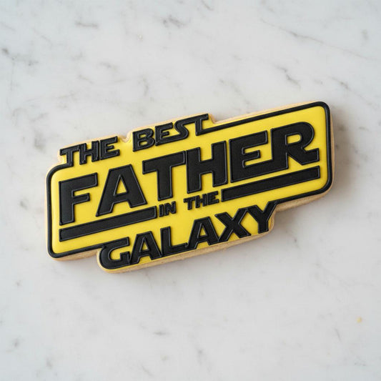 Best_Father In_Galaxy Cookie Cutter | Father’s Day Space Cookie Cutter with Stamp & Stencil | Sci-Fi Dad Cookies | Happy Fathers Day