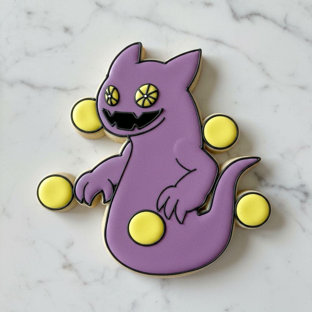 Ghazt Cookie Cutter & Stencil Set | Singing Monsters Inspired Cookie Cutter | Purple Ghost Monster Cookies | Gamer Birthday Party Decor