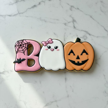 BOO Halloween Cookie Cutter | Cute Ghost & Pumpkin Cookie Cutter | Spooky Royal Icing Cookie Decorating Tool | Halloween Party Cookie Cutter