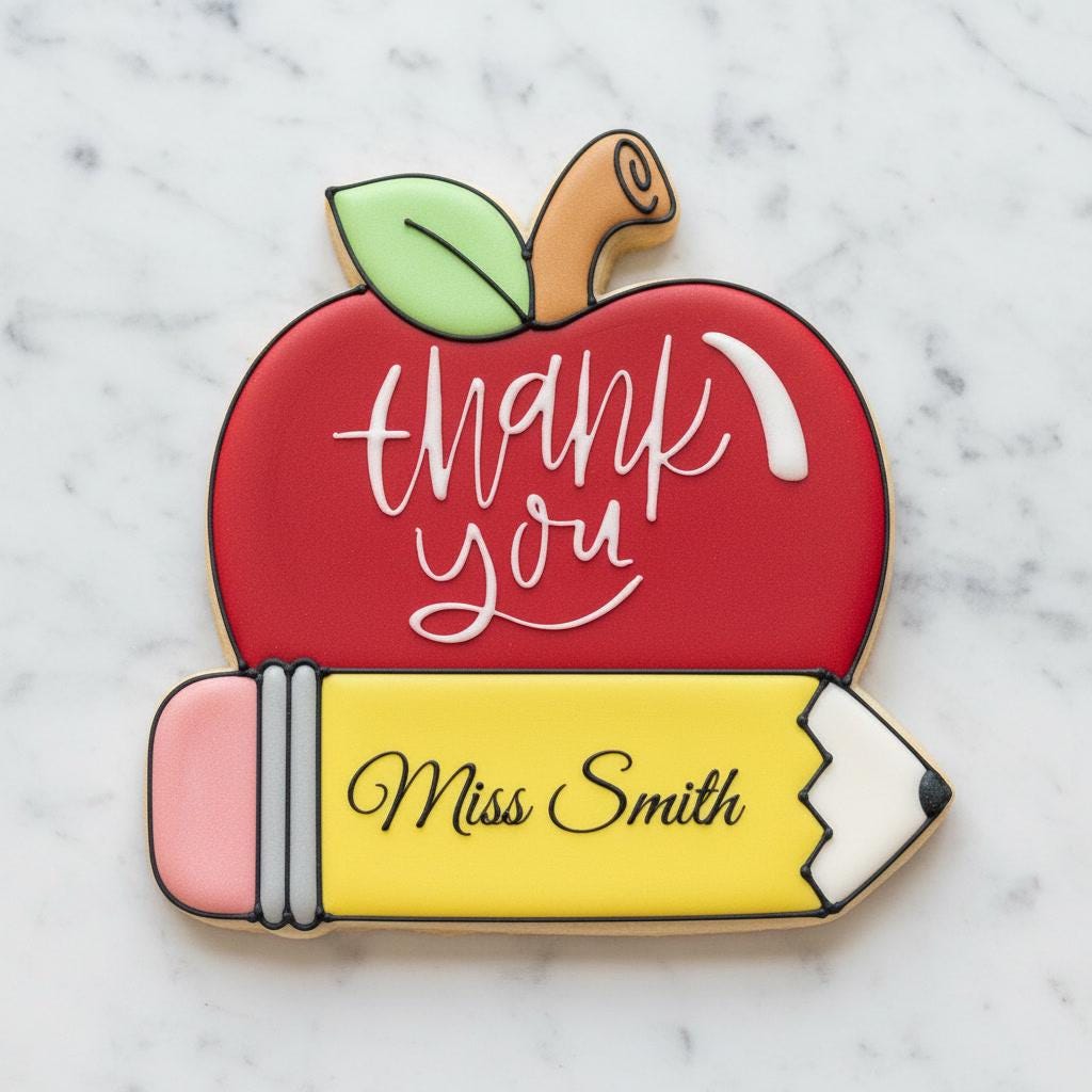 Personalized_Teacher Thank_You Cookie Cutter | Custom Apple Pencil Cookie Cutter | Teacher Appreciation Gift
