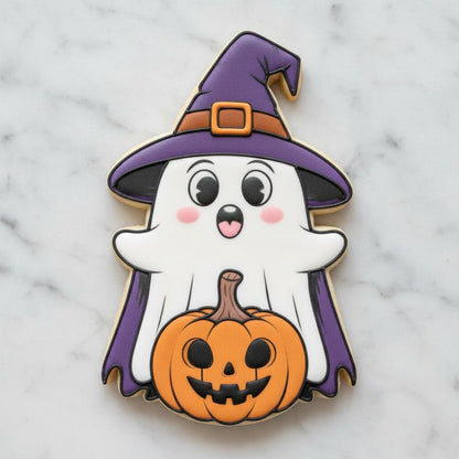 Witch Ghost Cookie Cutter | Halloween Ghost with Pumpkin Cookie Cutter | Spooky Season Baking | Ghost with Pumpkin Cookie| Fall Cookies