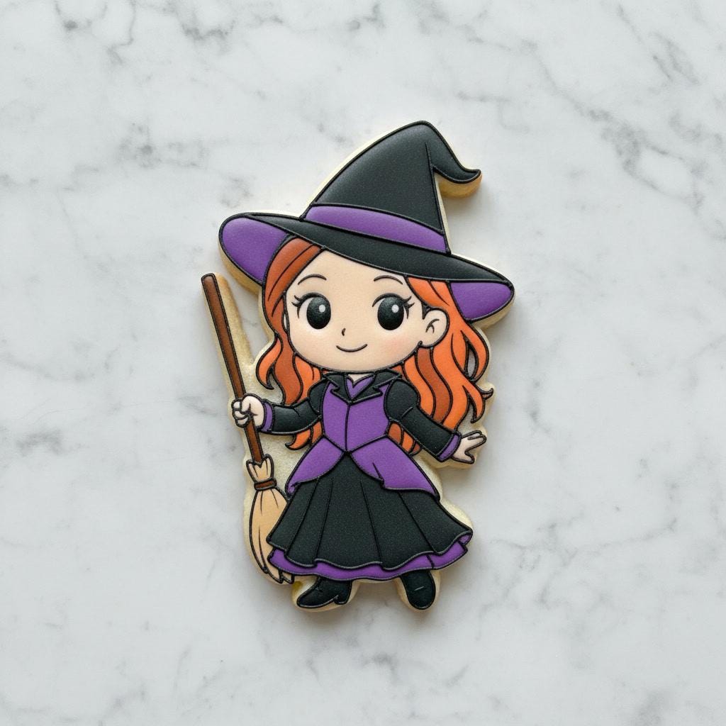 Little Witch Cookie Cutter | Halloween Witch with Broom | Kawaii Witch Cookie Cutter | Witch with Broom Cookie | Spooky Season Baking