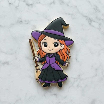 Little Witch Cookie Cutter | Halloween Witch with Broom | Kawaii Witch Cookie Cutter | Witch with Broom Cookie | Spooky Season Baking