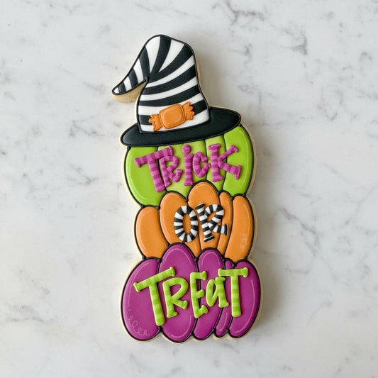 Trick_or Treat_Stacked Pumpkin Cookie Cutter | Halloween Cookie Cutter | Witch Hat Pumpkin Cookie Cutter | Spooky Sugar Cookie Cutter