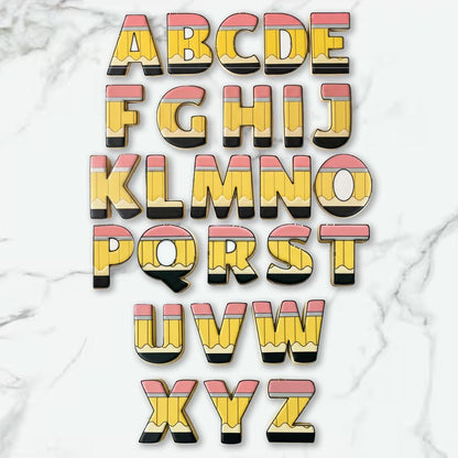 Pencil Alphabet Cookie Cutter Set | Pencil Letter Cookie Cutters | ABC Cookie Stamps | Back to School Cookie Cutters | Teacher Cookies