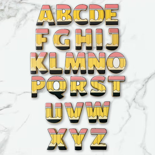 Pencil Alphabet Cookie Cutter Set | Pencil Letter Cookie Cutters | ABC Cookie Stamps | Back to School Cookie Cutters | Teacher Cookies