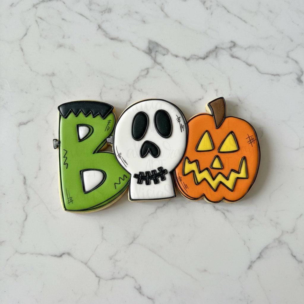 Frankenstein BOO Halloween Cookie Cutter |Frankenstein Ghost Pumpkin Cookie Cutter | Spooky Halloween Royal Icing | Halloween Party Cookie