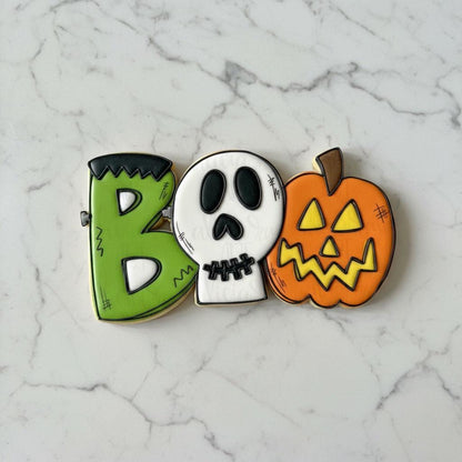 Frankenstein BOO Halloween Cookie Cutter |Frankenstein Ghost Pumpkin Cookie Cutter | Spooky Halloween Royal Icing | Halloween Party Cookie