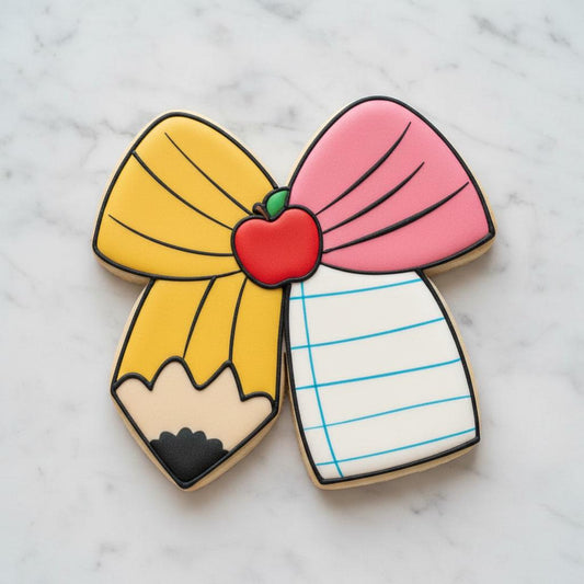 School Bow Cookie Cutter | Pencil Bow Cookie Stamp | Teacher Gift Cookie Cutter | Notebook Bow Cookie | School Cookie Cutter
