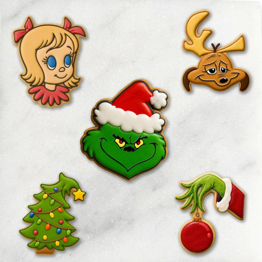Grinch Set Cookie Cutter Set | Christmas Cookie Cutters | Grumpy Hand, Max, Cindy Lou Who | Holiday Baking Set