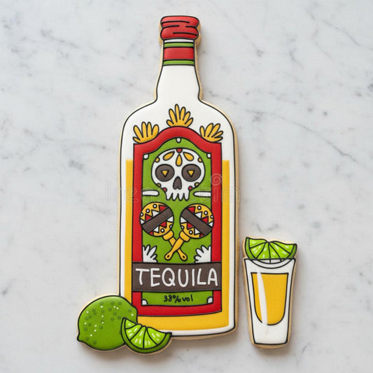 Tequila Bottle and Shot Glass Cookie Cutter Set | Día de los Muertos Sugar Skull | Cinco de Mayo Fiesta Cookie Cutte