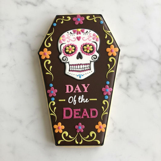 Day_of Dead_Coffin Cookie Cutter with Stamp | Sugar Skull Cookie Cutter | Día de los Muertos Coffin | Halloween Cookies