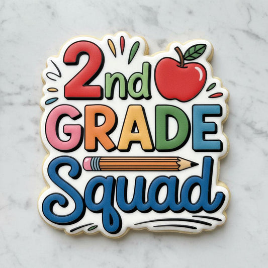 2nd Grade Squad Cookie Cutter with Stamp | Second Grade Back to School Cookie Cutter | Teacher Appreciation Cookies