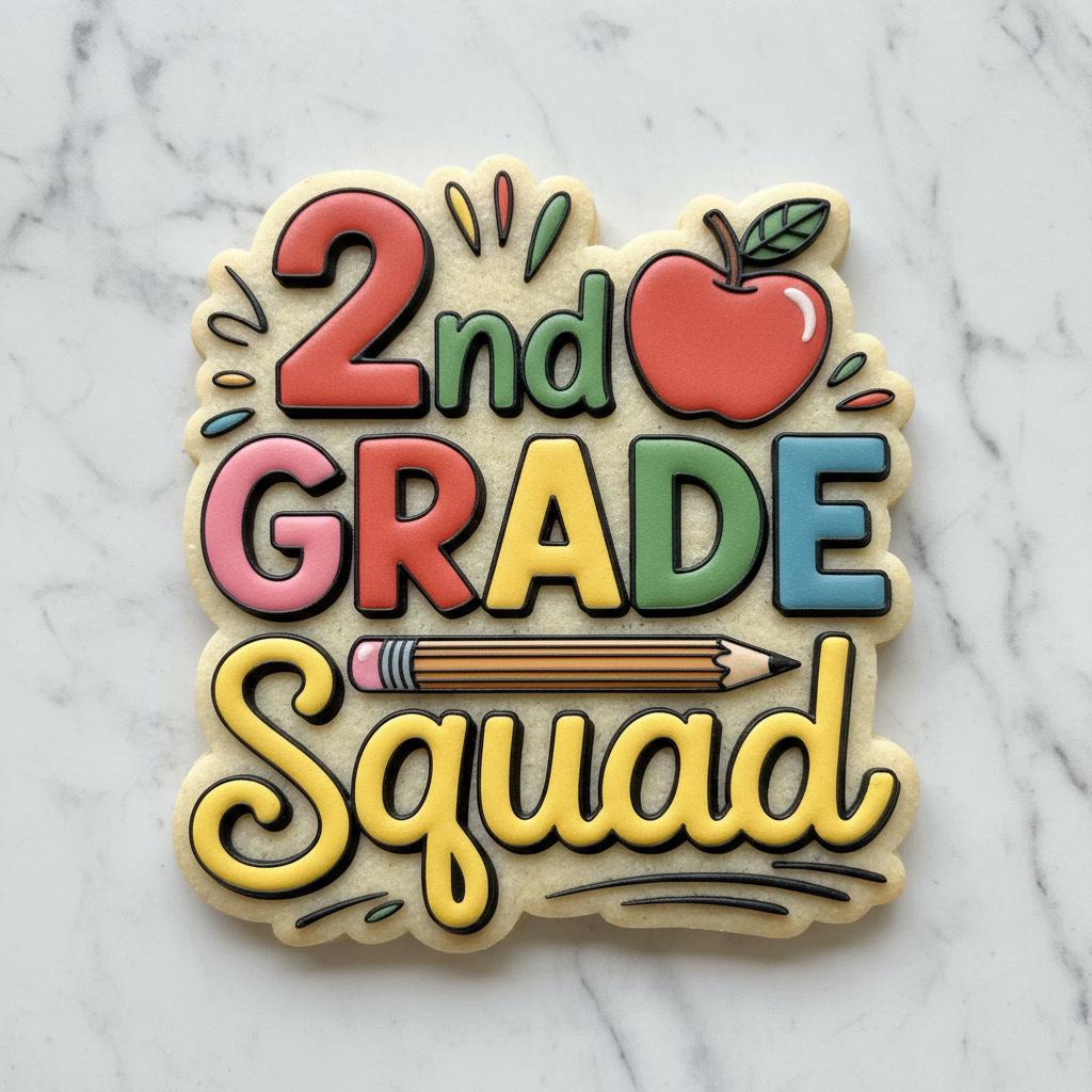 2nd Grade Squad Cookie Cutter with Stamp | Second Grade Back to School Cookie Cutter | Teacher Appreciation Cookies