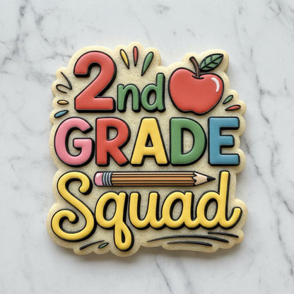 2nd Grade Squad Cookie Cutter with Stamp | Second Grade Back to School Cookie Cutter | Teacher Appreciation Cookies