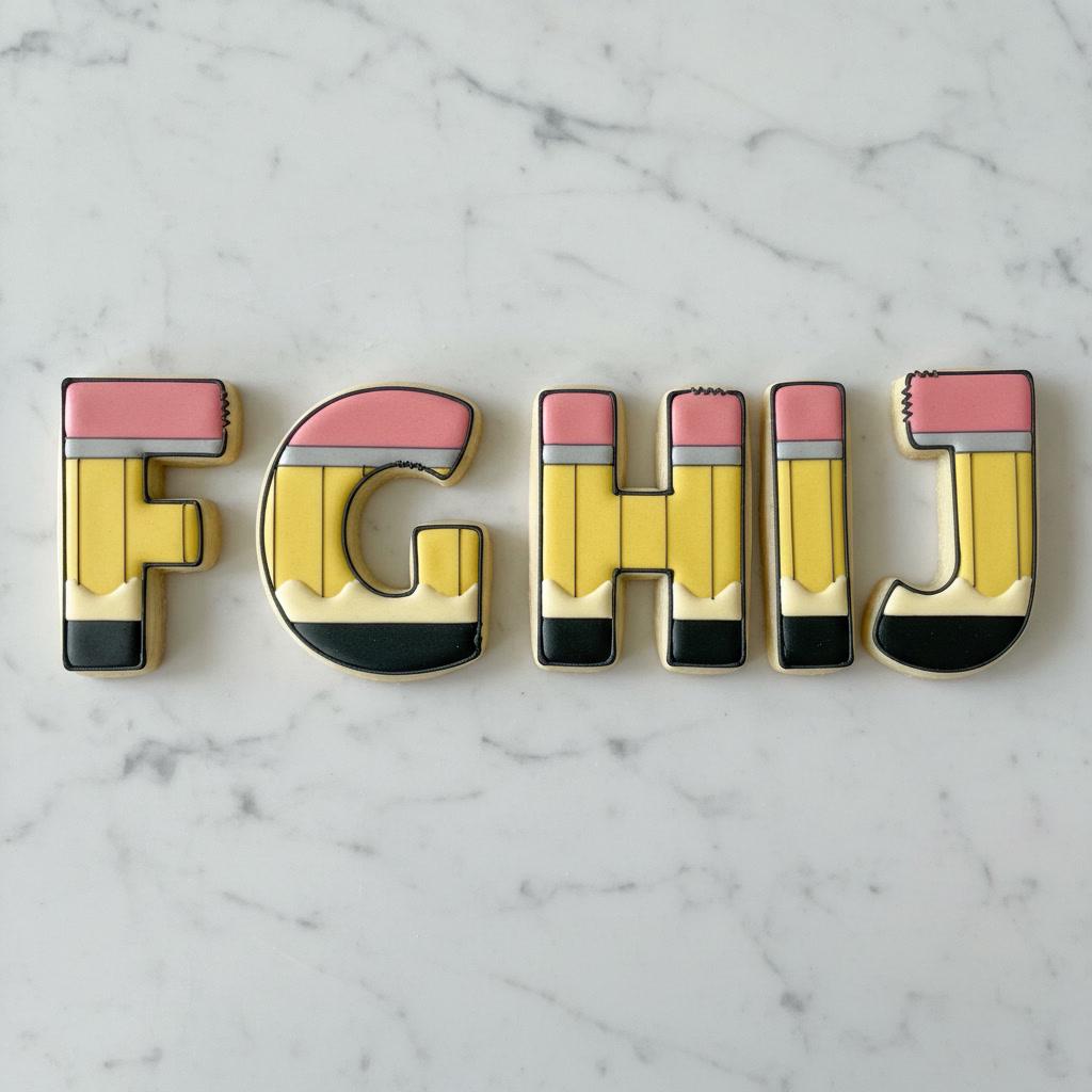Pencil Alphabet Cookie Cutter Set | Pencil Letter Cookie Cutters | ABC Cookie Stamps | Back to School Cookie Cutters | Teacher Cookies